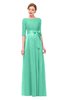 ColsBM Aisha Mint Green Bridesmaid Dresses Sash A-line Floor Length Mature Sabrina Zipper