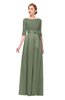 ColsBM Aisha Oil Green Bridesmaid Dresses Sash A-line Floor Length Mature Sabrina Zipper