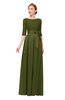 ColsBM Aisha Olive Green Bridesmaid Dresses Sash A-line Floor Length Mature Sabrina Zipper
