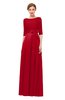 ColsBM Aisha Red Bridesmaid Dresses Sash A-line Floor Length Mature Sabrina Zipper