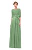 ColsBM Aisha Sage Green Bridesmaid Dresses Sash A-line Floor Length Mature Sabrina Zipper
