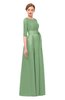 ColsBM Aisha Sage Green Bridesmaid Dresses Sash A-line Floor Length Mature Sabrina Zipper