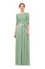 ColsBM Aisha Smoke Green Bridesmaid Dresses Sash A-line Floor Length Mature Sabrina Zipper