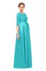 ColsBM Aisha Turquoise Bridesmaid Dresses Sash A-line Floor Length Mature Sabrina Zipper