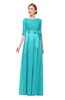 ColsBM Aisha Turquoise Bridesmaid Dresses Sash A-line Floor Length Mature Sabrina Zipper