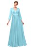 ColsBM Andie Aqua Bridesmaid Dresses Ruching Modest Zipper Floor Length A-line V-neck