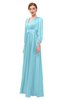 ColsBM Andie Aqua Bridesmaid Dresses Ruching Modest Zipper Floor Length A-line V-neck