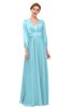 ColsBM Andie Aqua Bridesmaid Dresses Ruching Modest Zipper Floor Length A-line V-neck