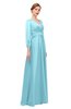 ColsBM Andie Aqua Bridesmaid Dresses Ruching Modest Zipper Floor Length A-line V-neck