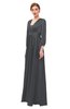 ColsBM Andie Asphalt Bridesmaid Dresses Ruching Modest Zipper Floor Length A-line V-neck