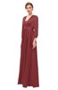 ColsBM Andie Aurora Red Bridesmaid Dresses Ruching Modest Zipper Floor Length A-line V-neck