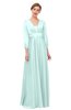 ColsBM Andie Blue Glass Bridesmaid Dresses Ruching Modest Zipper Floor Length A-line V-neck