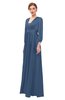 ColsBM Andie Blue Indigo Bridesmaid Dresses Ruching Modest Zipper Floor Length A-line V-neck