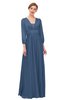 ColsBM Andie Blue Indigo Bridesmaid Dresses Ruching Modest Zipper Floor Length A-line V-neck