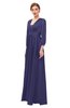 ColsBM Andie Blue Ribbon Bridesmaid Dresses Ruching Modest Zipper Floor Length A-line V-neck
