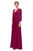 ColsBM Andie Burgundy Bridesmaid Dresses Ruching Modest Zipper Floor Length A-line V-neck