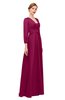 ColsBM Andie Burgundy Bridesmaid Dresses Ruching Modest Zipper Floor Length A-line V-neck