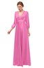 ColsBM Andie Carnation Pink Bridesmaid Dresses Ruching Modest Zipper Floor Length A-line V-neck