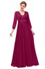 ColsBM Andie Cerise Bridesmaid Dresses Ruching Modest Zipper Floor Length A-line V-neck