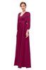 ColsBM Andie Cerise Bridesmaid Dresses Ruching Modest Zipper Floor Length A-line V-neck