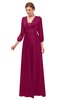 ColsBM Andie Cerise Bridesmaid Dresses Ruching Modest Zipper Floor Length A-line V-neck