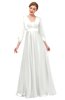 ColsBM Andie Cloud White Bridesmaid Dresses Ruching Modest Zipper Floor Length A-line V-neck