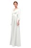 ColsBM Andie Cloud White Bridesmaid Dresses Ruching Modest Zipper Floor Length A-line V-neck