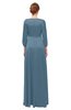 ColsBM Andie Copen Blue Bridesmaid Dresses Ruching Modest Zipper Floor Length A-line V-neck