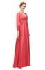 ColsBM Andie Coral Bridesmaid Dresses Ruching Modest Zipper Floor Length A-line V-neck
