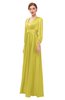 ColsBM Andie Cream Gold Bridesmaid Dresses Ruching Modest Zipper Floor Length A-line V-neck