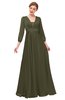 ColsBM Andie Dark Olive Bridesmaid Dresses Ruching Modest Zipper Floor Length A-line V-neck