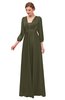 ColsBM Andie Dark Olive Bridesmaid Dresses Ruching Modest Zipper Floor Length A-line V-neck