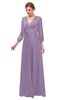 ColsBM Andie Eggplant Bridesmaid Dresses Ruching Modest Zipper Floor Length A-line V-neck
