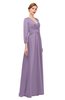 ColsBM Andie Eggplant Bridesmaid Dresses Ruching Modest Zipper Floor Length A-line V-neck