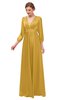 ColsBM Andie Gold Bridesmaid Dresses Ruching Modest Zipper Floor Length A-line V-neck