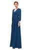 ColsBM Andie Indigo Bridesmaid Dresses Ruching Modest Zipper Floor Length A-line V-neck