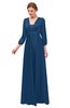 ColsBM Andie Indigo Bridesmaid Dresses Ruching Modest Zipper Floor Length A-line V-neck