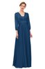 ColsBM Andie Indigo Bridesmaid Dresses Ruching Modest Zipper Floor Length A-line V-neck