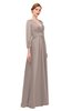 ColsBM Andie Latte Bridesmaid Dresses Ruching Modest Zipper Floor Length A-line V-neck