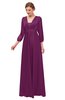 ColsBM Andie Magenta Purple Bridesmaid Dresses Ruching Modest Zipper Floor Length A-line V-neck