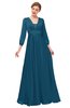 ColsBM Andie Moroccan Blue Bridesmaid Dresses Ruching Modest Zipper Floor Length A-line V-neck