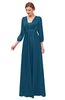 ColsBM Andie Moroccan Blue Bridesmaid Dresses Ruching Modest Zipper Floor Length A-line V-neck
