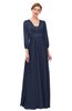 ColsBM Andie Navy Blue Bridesmaid Dresses Ruching Modest Zipper Floor Length A-line V-neck