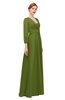ColsBM Andie Olive Green Bridesmaid Dresses Ruching Modest Zipper Floor Length A-line V-neck