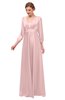 ColsBM Andie Pastel Pink Bridesmaid Dresses Ruching Modest Zipper Floor Length A-line V-neck