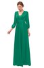 ColsBM Andie Pepper Green Bridesmaid Dresses Ruching Modest Zipper Floor Length A-line V-neck