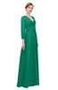ColsBM Andie Pepper Green Bridesmaid Dresses Ruching Modest Zipper Floor Length A-line V-neck