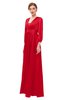 ColsBM Andie Red Bridesmaid Dresses Ruching Modest Zipper Floor Length A-line V-neck