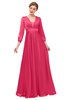 ColsBM Andie Rouge Red Bridesmaid Dresses Ruching Modest Zipper Floor Length A-line V-neck