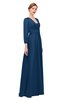 ColsBM Andie Twilight Blue Bridesmaid Dresses Ruching Modest Zipper Floor Length A-line V-neck